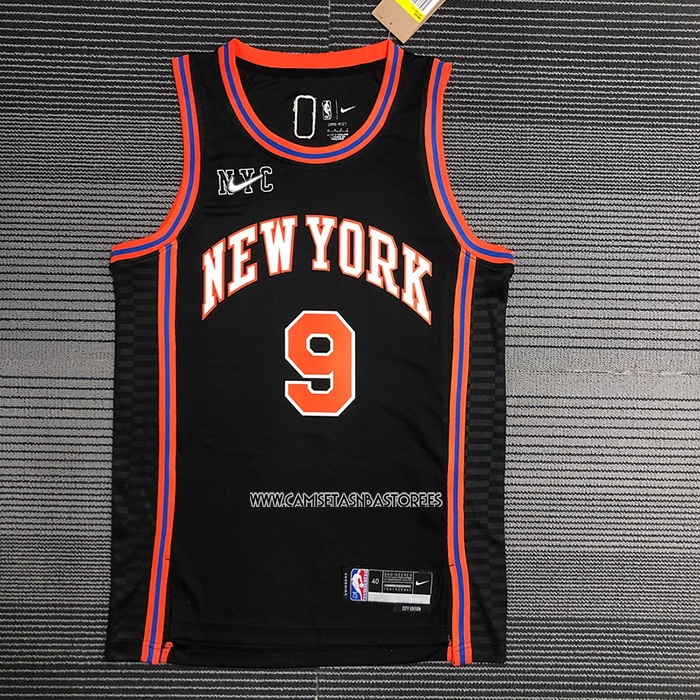 RJ Barrett NO 9 Camiseta New York Knicks Ciudad 2021-22 Negro